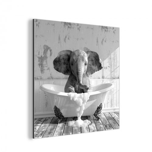 aluminium wit - Olifant - Vintage - Dieren - Zwart - Wit
