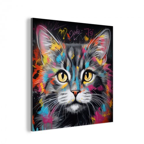 aluminium wit - Kat - Graffiti - Dieren - Kleuren - Grijs