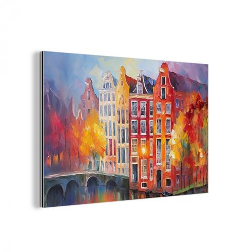 Aluminium - Grachtenpanden - Kunst - Schilderij - Amsterdam