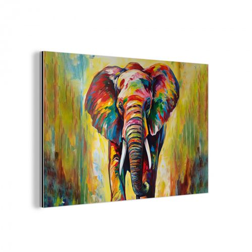 Aluminium - Olifant - Kunst - Schilderij - Dieren - Regenboog