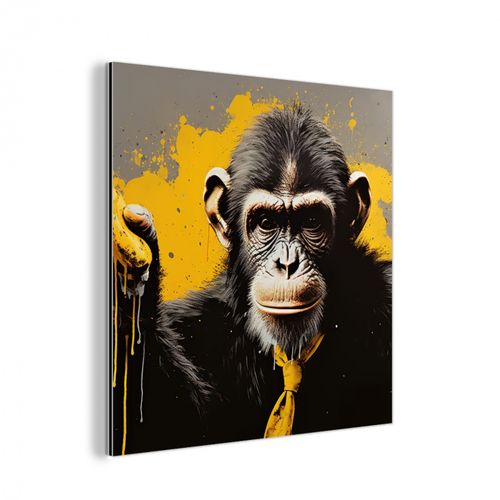 aluminium wit - Aap - Chimpansee - Banaan - Geel - Dieren - Stropdas