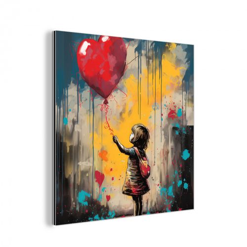 aluminium wit - Meisje - Ballon - Hart - Graffiti