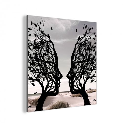 aluminium wit - Bomen - Gezicht - Bladeren - Moderne kunst