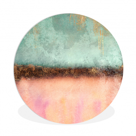 Muurcirkel - Goud - Verf - Abstract - Groen - Roze