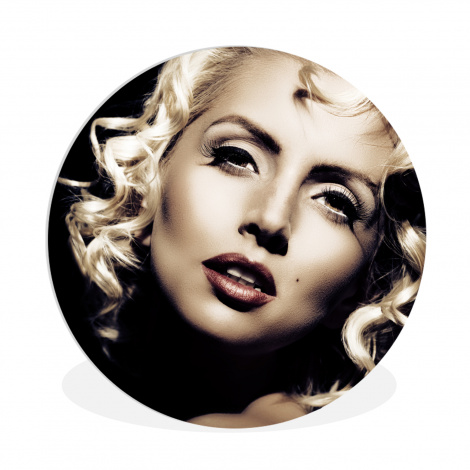 Muurcirkel - Vrouw - Vintage - Lippenstift - Blond - Krullen