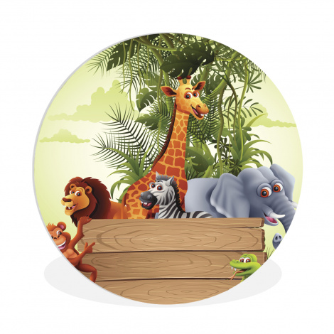 Muurcirkel - Jungle dieren - Natuur - Planken - Kinderen - Giraffe