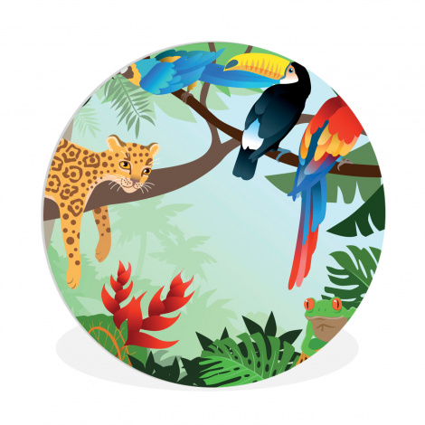 Muurcirkel - Jungle dieren - Toekan - Jongens - Meiden - Luipaard