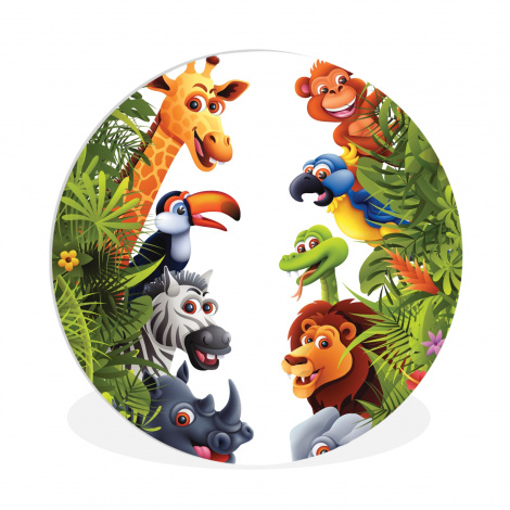 Muurcirkel - Jungle - Dieren - Jongens - Meisjes - Giraf - Olifant - Kids