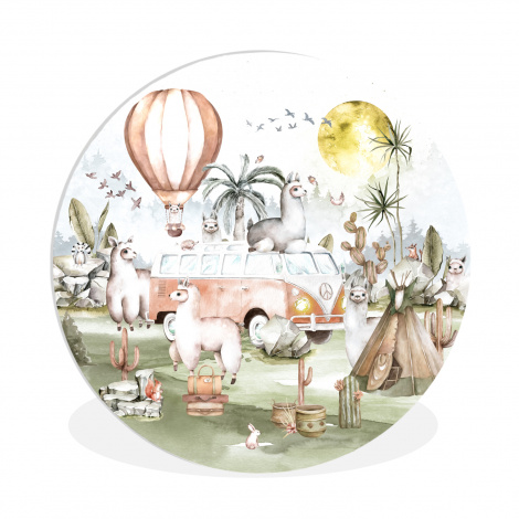 Muurcirkel - Alpaca - Dieren - Kinderen - Luchtballon - Kids