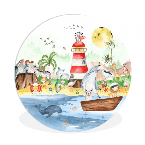 Muurcirkel - Strand - Dieren - Kinderen - Vuurtoren - Jongens