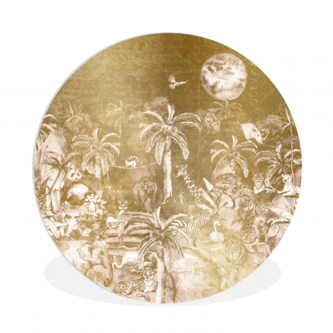 Muurcirkel - Jungle - Goud - Kinderen - Planten - Dieren