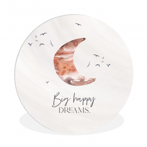 Muurcirkel - Kinderen - Spreuken - Big happy dreams - Jongens - Meisjes - Waterverf