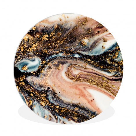 Muurcirkel - Marmerlook - Goud - Zwart - Glitter - Chic