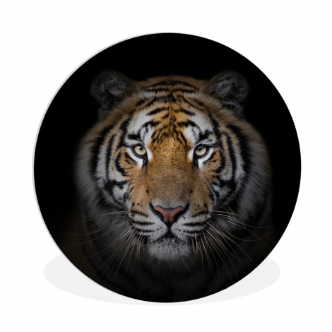 Muurcirkel - Tijger - Wilde dieren - Portret - Zwart - Dieren