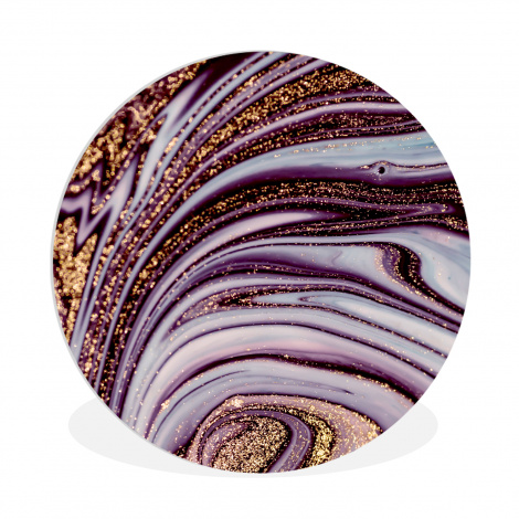 Muurcirkel - Marmer - Roze - Goud - Glitter - Marmerlook - Luxe