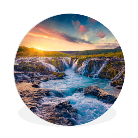 Muurcirkel - Waterval - Planten - Mos - Landschap - Zonsondergang - Rots