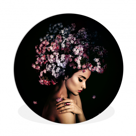 Muurcirkel - Bloesem - Vrouw - Roze - Bloemen - Luxe