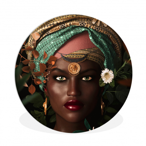 Muurcirkel - Vrouw - Bloemen - Vlinders - Planten - Sieraden - Luxe