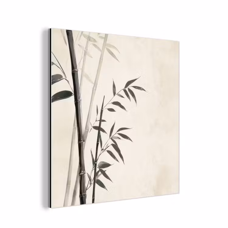 Aluminium schilderij - Japandi - Bamboe - Beige — 1