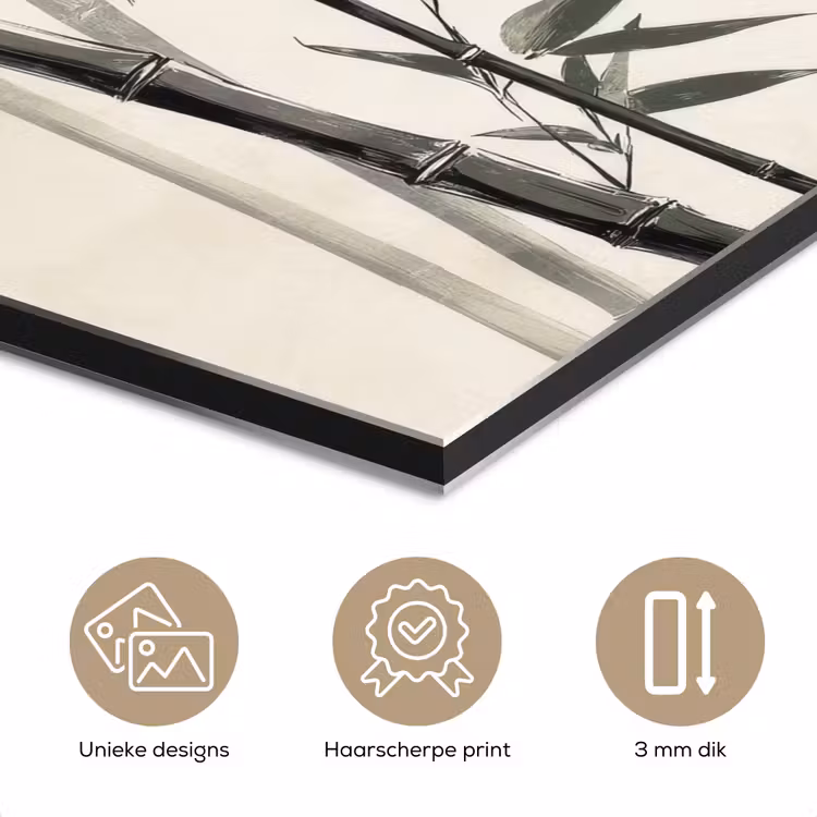 Aluminium schilderij - Japandi - Bamboe - Beige — 3