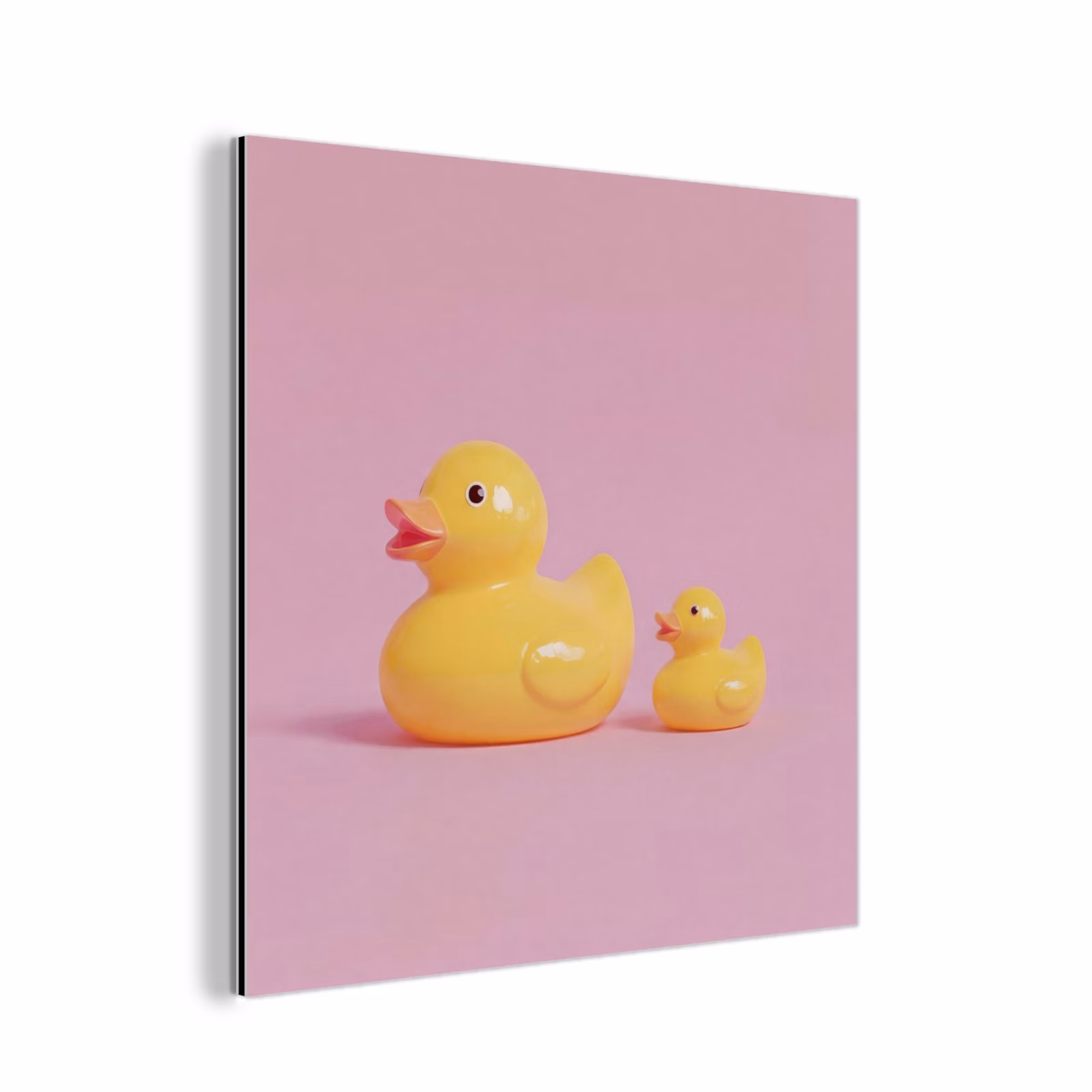Aluminium schilderij - Eendjes - Vrolijk - Roze — 1