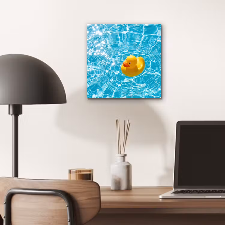 Aluminium schilderij - Badeend - Dobberen - Blauw — 7