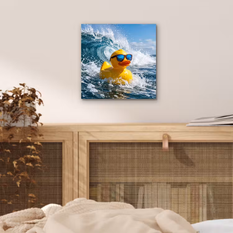 Aluminium schilderij - Badeend - Stoer - Golven — 5