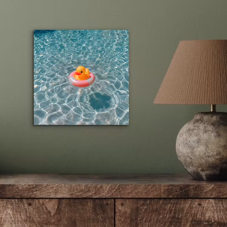 Aluminium schilderij - Badeend - Zwemband - Geel — 4
