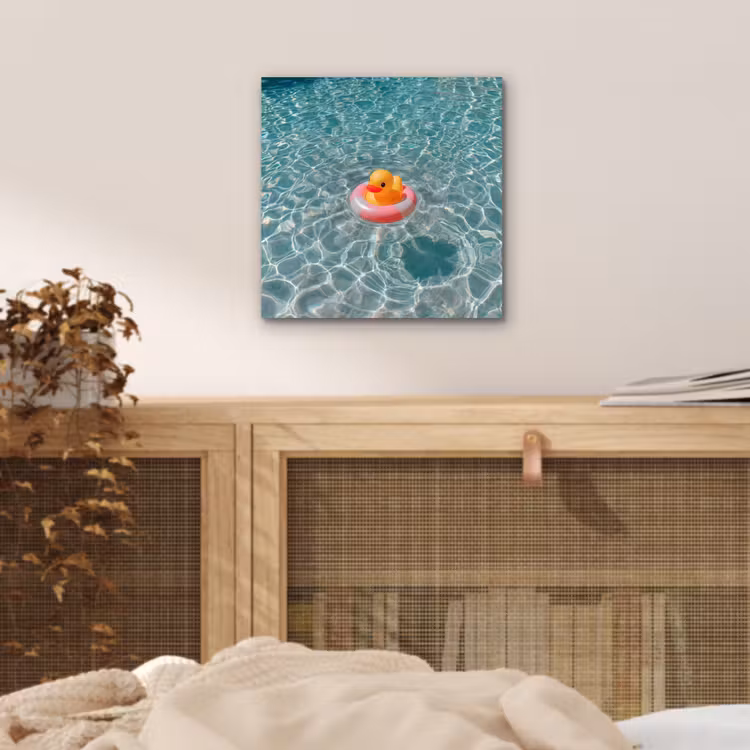 Aluminium schilderij - Badeend - Zwemband - Geel — 5