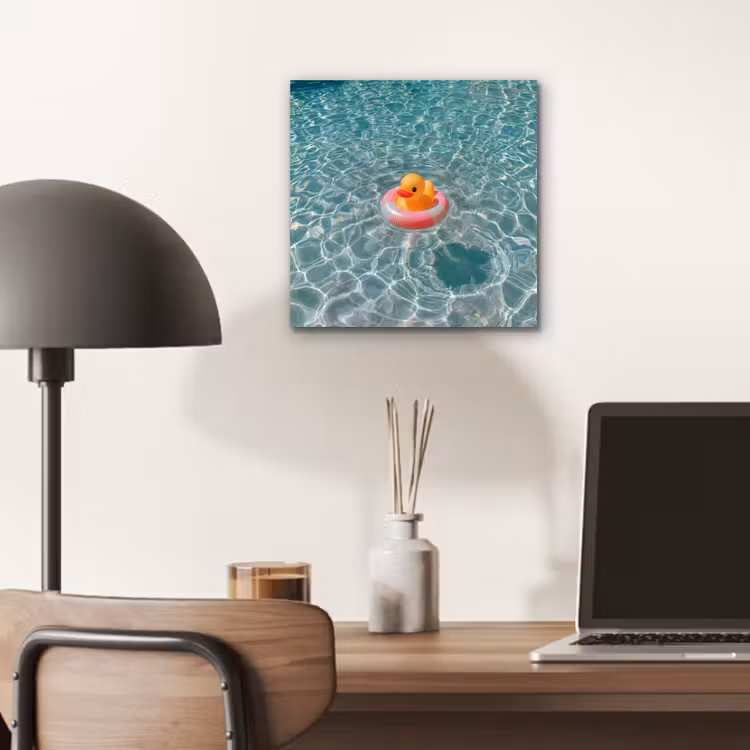 Aluminium schilderij - Badeend - Zwemband - Geel — 7