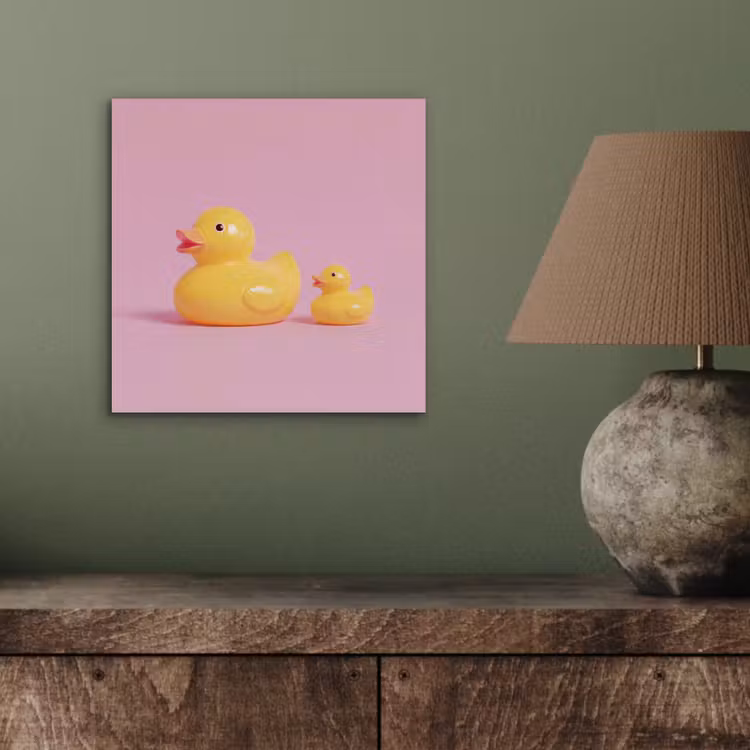 Aluminium schilderij - Eendjes - Vrolijk - Roze — 4