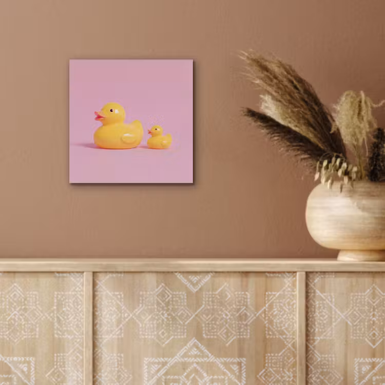 Aluminium schilderij - Eendjes - Vrolijk - Roze — 6