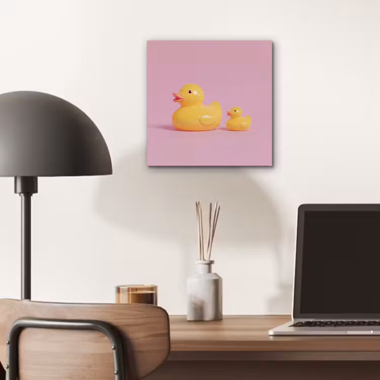 Aluminium schilderij - Eendjes - Vrolijk - Roze — 7