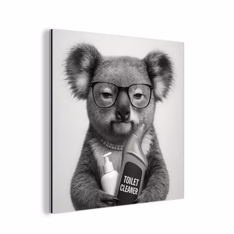 Aluminium schilderij - Koala - Bril - Toilet — 1