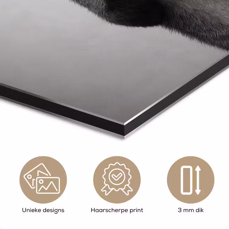 Aluminium schilderij - Vos - WC-ontstopper - Zwart - Wit — 3
