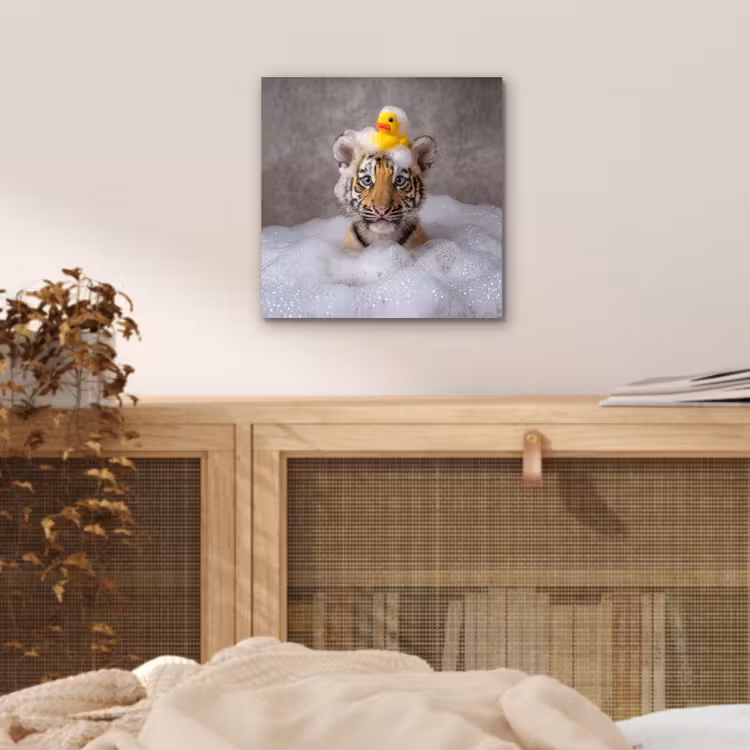Aluminium schilderij - Welpje - Bad - Geel — 5