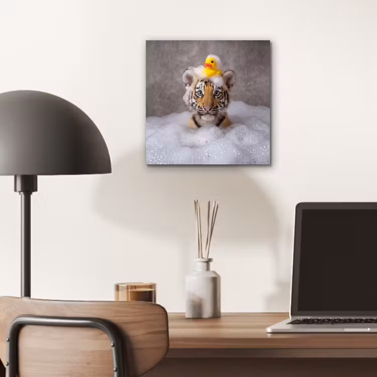 Aluminium schilderij - Welpje - Bad - Geel — 7