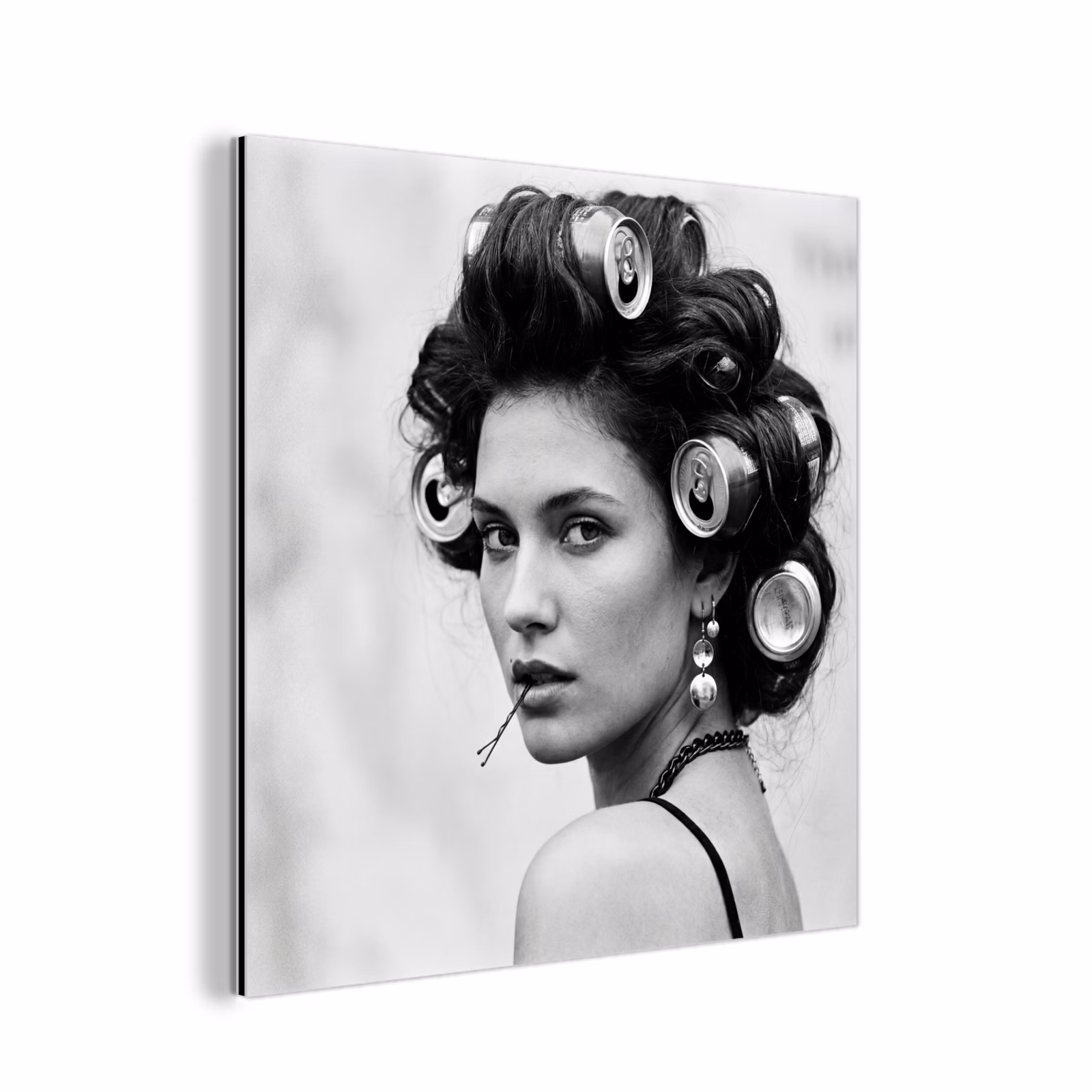Aluminium schilderij - Edgy - Vrouw - Zwart - Wit — 1