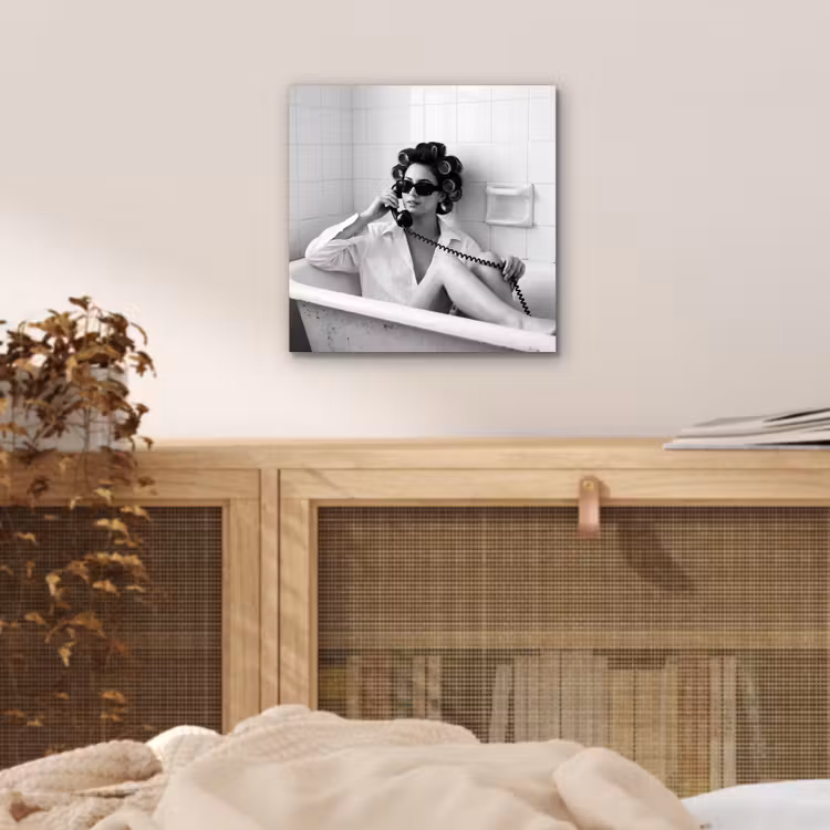 Aluminium schilderij - Bad - Vrouw - Zwart - Wit — 5
