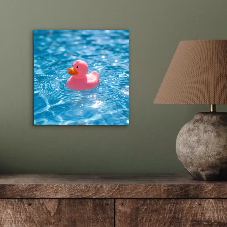 Aluminium schilderij - Badeend - Dobberend - Roze — 4