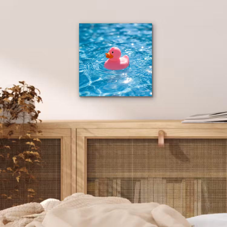 Aluminium schilderij - Badeend - Dobberend - Roze — 5