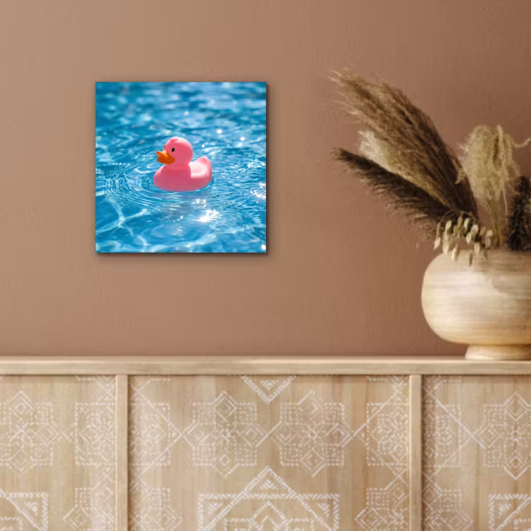 Aluminium schilderij - Badeend - Dobberend - Roze — 6