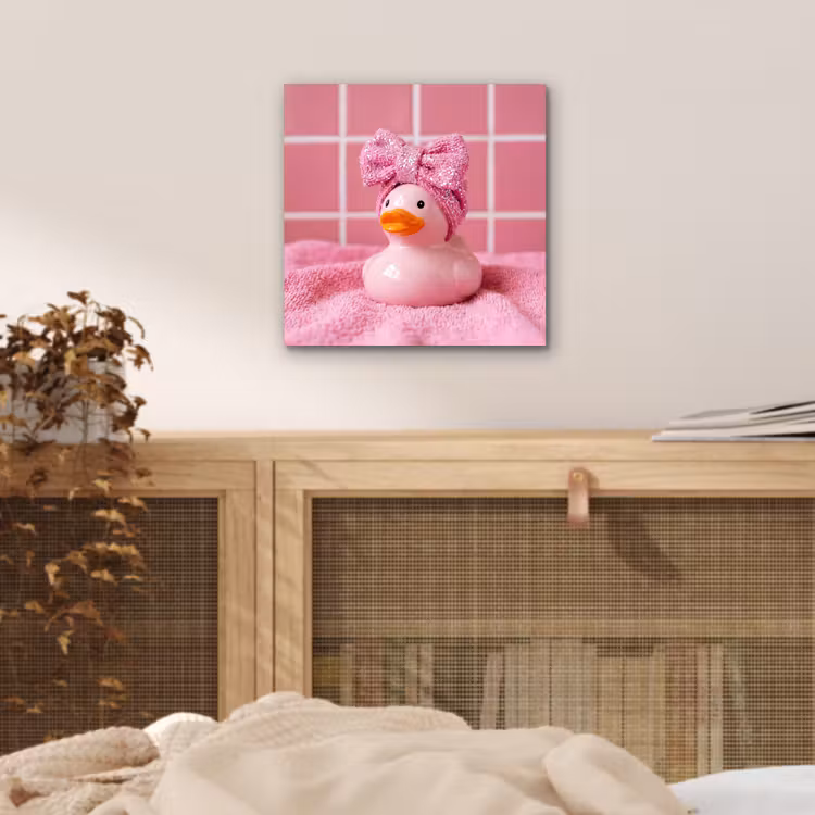 Aluminium schilderij - Badeend -Strik - Roze — 5