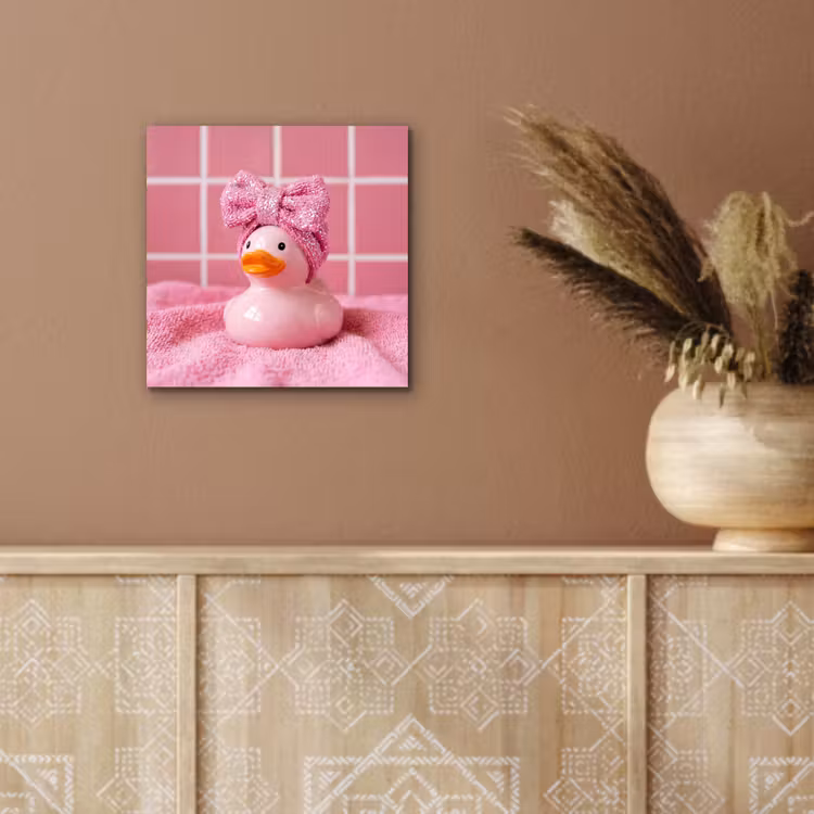 Aluminium schilderij - Badeend -Strik - Roze — 6