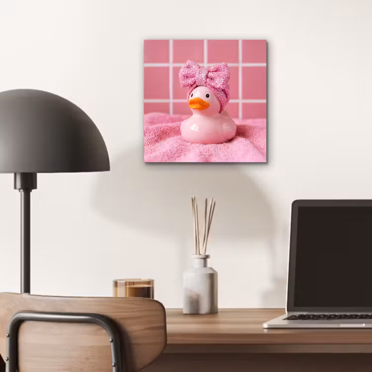 Aluminium schilderij - Badeend -Strik - Roze — 7