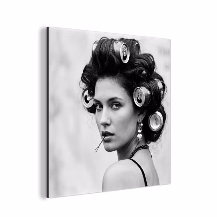 Aluminium schilderij - Edgy - Vrouw - Zwart - Wit — 1
