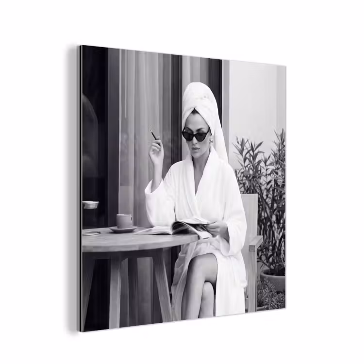 Aluminium schilderij - Modern - Vrouw - Zwart - Wit — 1