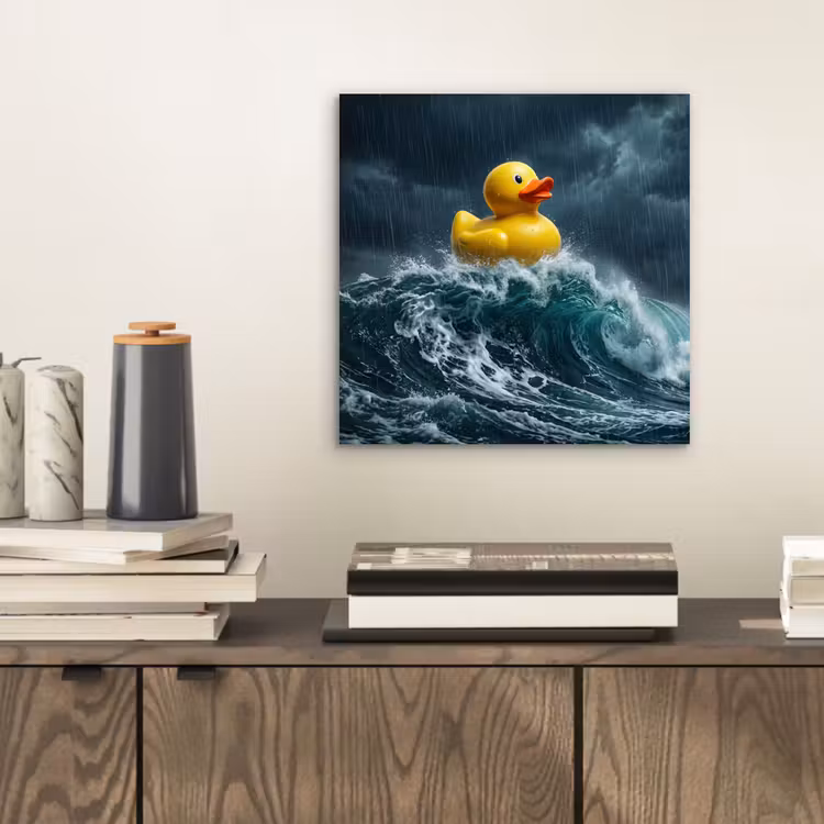 Aluminium schilderij - Storm - Badeend - Golven — 2