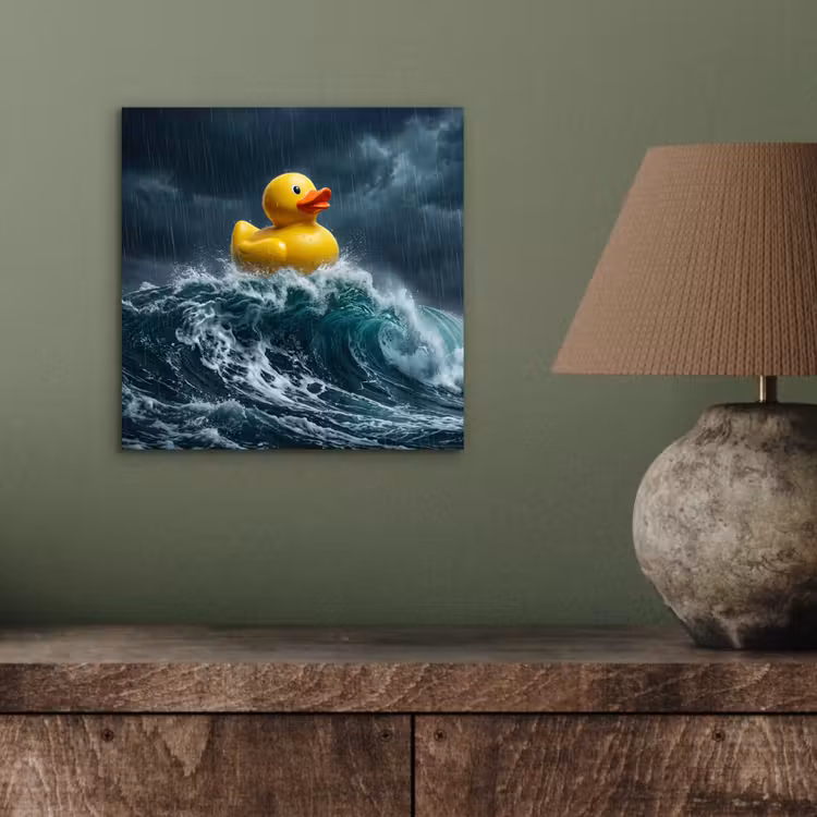 Aluminium schilderij - Storm - Badeend - Golven — 4