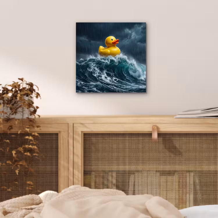 Aluminium schilderij - Storm - Badeend - Golven — 5